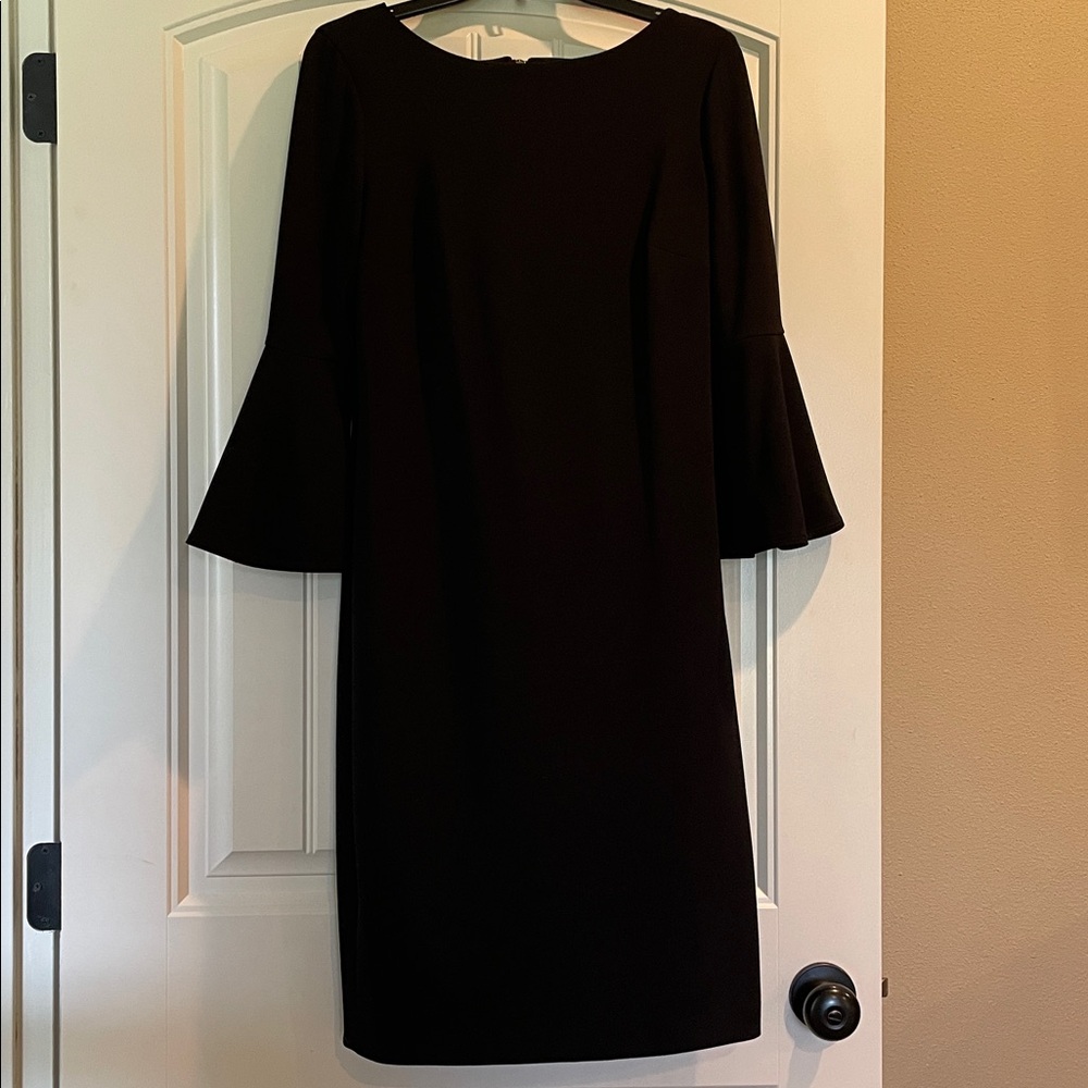 Calvin Klein Elegant Black Bell Sleeve Dress